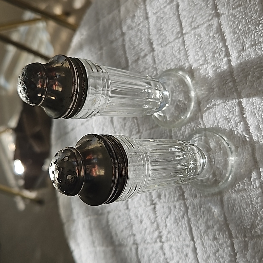 New Century Pattern Crystal Salt  and Pepper Shakers Depression Glass  Rare